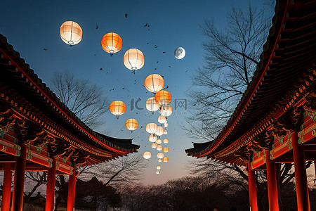 超低背景图片_一月份的韩国灯笼