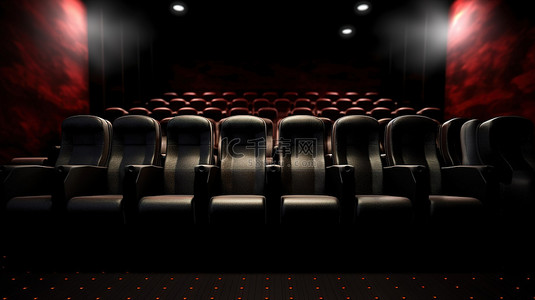 屏幕显示背景图片_电影院座椅和屏幕的 3D 渲染，具有复制空间完美的电影背景概念