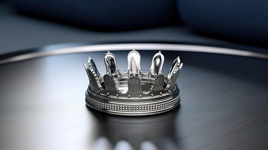 豪华背景 3D 渲染概念上的白金或银高级 VIP 皇冠