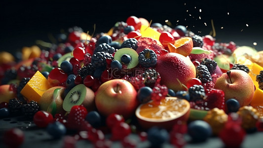 食物背景图片_水果蓝莓桑葚苹果缤纷背景