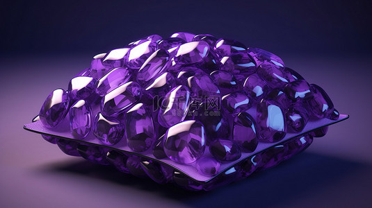 紫水晶方形坐垫的 3d 渲染