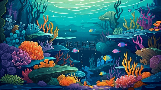 海洋生物彩色珊瑚背景