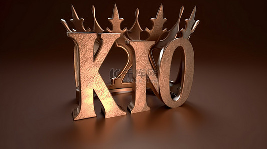 3D 渲染中的皇家加冕 kom 文本