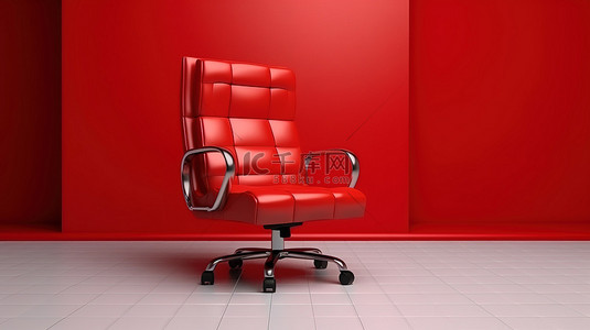 3D 渲染中的红色办公椅描绘领导概念