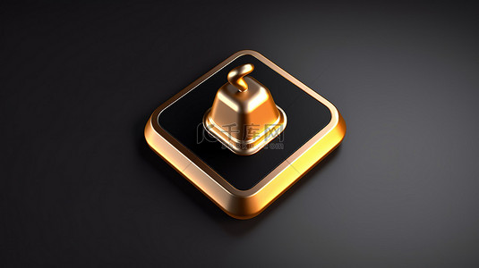 3D 渲染中金色 ui ux 元素中的响铃图标