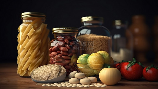 实惠背景图片_经济实惠的生活食品的 3D 渲染