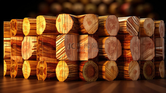 堆叠的木条 从原木上切下的木材的插图