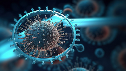 细菌放大背景图片_放大镜下病毒的医学视觉 3D 渲染