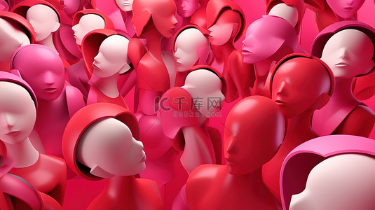 3d 渲染插图女性头部和性别符号组合