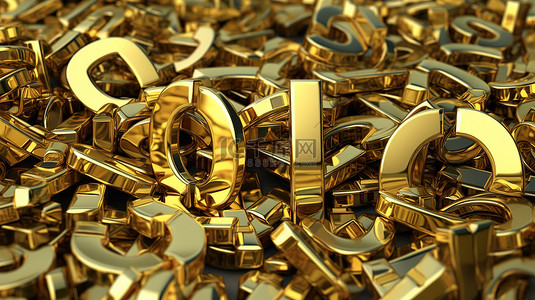3d 渲染的金色金钱符号