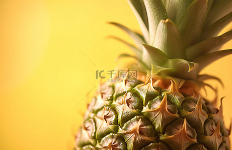菠萝黄色背景背景图片_黄色背景阳光下的菠萝