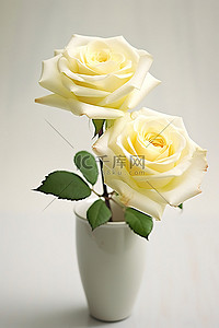 玫瑰背景图片_杯子里的两朵白玫瑰