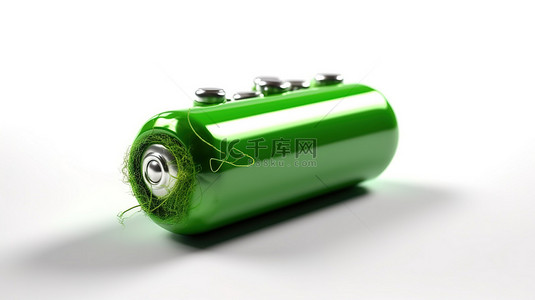 充值背景图片_可再生能源理念 greengrass 电池在白色背景 3d 概念上充满电