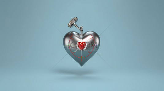 丘比特之箭射中心脏的 3D 可视化