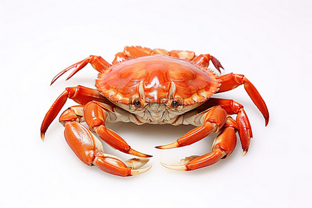 螃蟹螃蟹背景图片_白色表面有棕色壳的白蟹