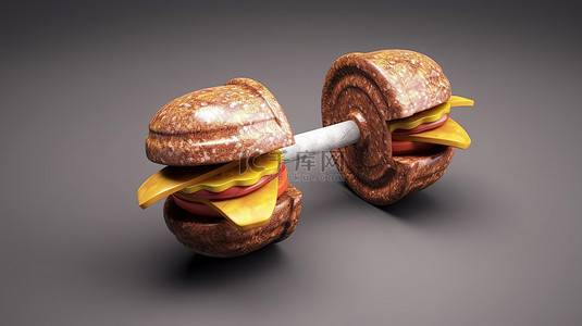 之战背景图片_3D 食品哑铃渲染终极健身与快餐之战与剪切路径
