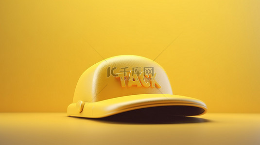 标志旅行背景图片_带有 3d 呈现黄色出租车标志的出租车帽