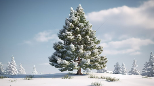 雪松树背景图片_3d 渲染中的雪松树