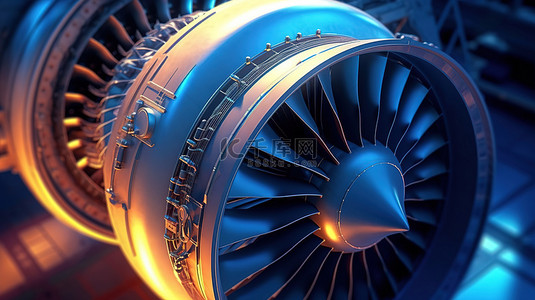 标准田字格背景图片_1 以 3D 图形渲染的标准涡轮螺旋桨发动机的精细描绘