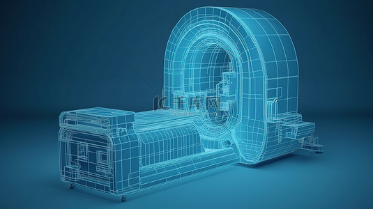 ct背景图片_蓝色背景 3d 渲染图像上带有刻度的 mri 扫描仪蓝图