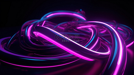 波浪线条背景图片_照明插图中的软焦点 3D 紫色发光线