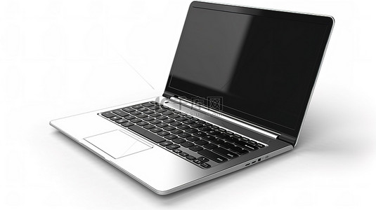 mac背景图片_白色背景上独立站立的笔记本电脑的 3D 渲染