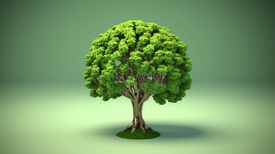 绿色心灵的 3d 渲染树