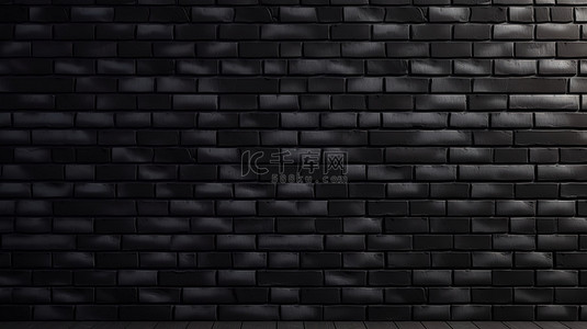 黑光的背景背景图片_具有光滑黑砖墙的背景的 3D 渲染