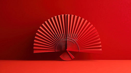光滑背景上充满活力的红色中国折扇庆祝节日中国新年