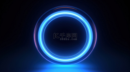 圆圈db背景图片_深蓝色背景上发光圆圈的 3d 渲染