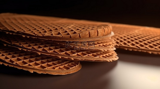 令人惊叹的 3D 渲染中的巧克力涂层脆威化饼
