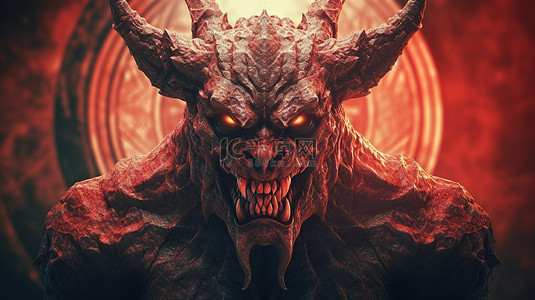 恶魔角背景图片_恶魔般的存在引人注目的 3D 插图