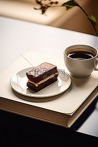 咖啡蛋糕背景图片_桌上有咖啡蛋糕的书