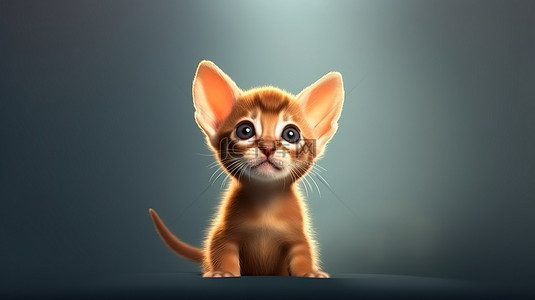小图卡通背景图片_迷人的阿比西尼亚猫科动物迷人的肖像