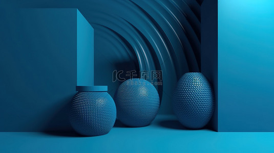 用于 3d 渲染广告设计的简约蓝色抽象背景