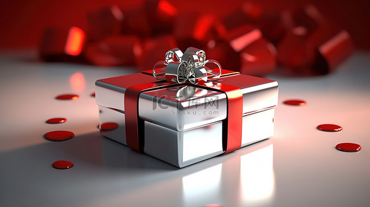 红色礼物盒背景背景图片_插图 3D 渲染的礼物盒