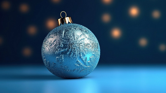 冬天海报背景图片_3d 渲染蓝色背景与节日圣诞摆设