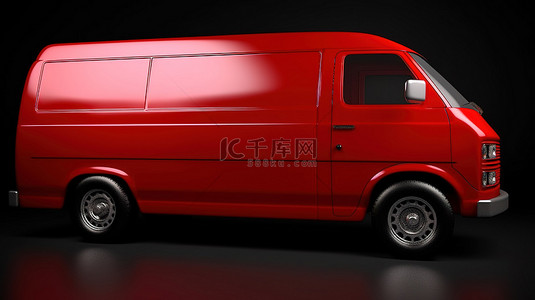 小型汽车背景图片_3d 渲染图像中的红色面包车