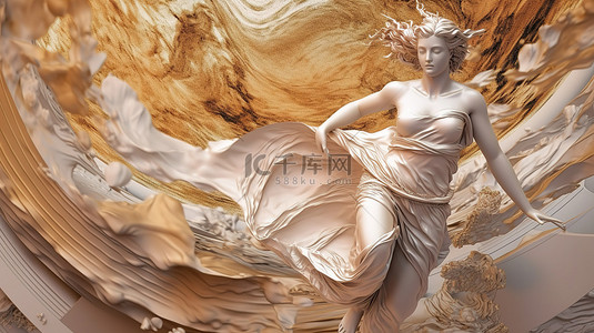 时尚美女背景图片_3d 呈现的希腊女神的抽象背景