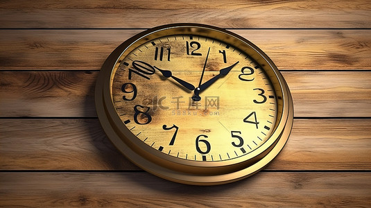 3d 渲染时钟设计与木质背景