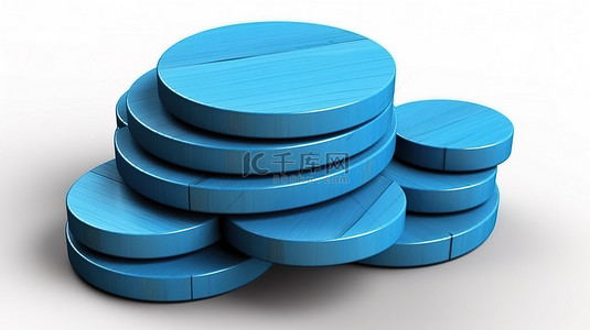 一堆蓝色木板的 3d 渲染