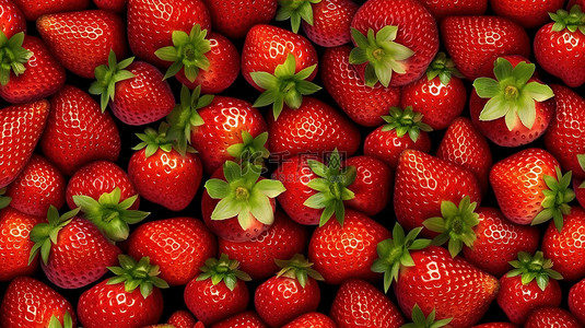 卡通水果草莓背景图片_3d 渲染无缝草莓图案