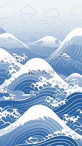 海洋日海浪纹样日式背景