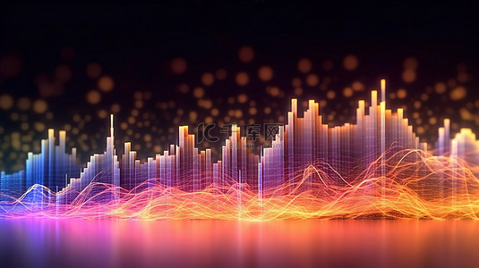 音乐背景图片_3D 渲染的未来声音可视化粒子波音乐均衡器