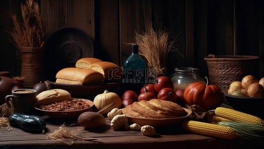 冬季的健康背景图片_食物面包玉米背景