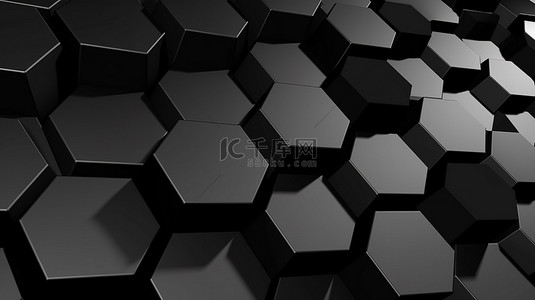 黑背景图片_时尚简约的六角形黑色背景 3d 渲染