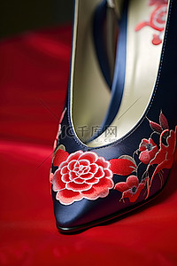 婚鞋背景图片_中式婚鞋