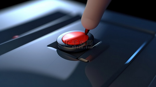 触发自由按钮的手形光标的 3D 渲染插图