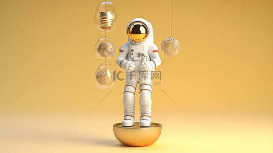宇宙背景图片_外太空 3d 渲染宇航员概念中的想法平衡