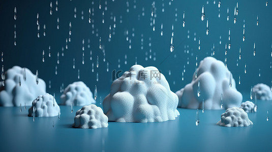 雷雨天背景背景图片_天气预报概念隔离 3d 风格化蓝色雨云背景